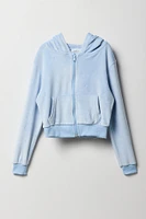 Girls Aeropostale Velour Zip-Up Hoodie