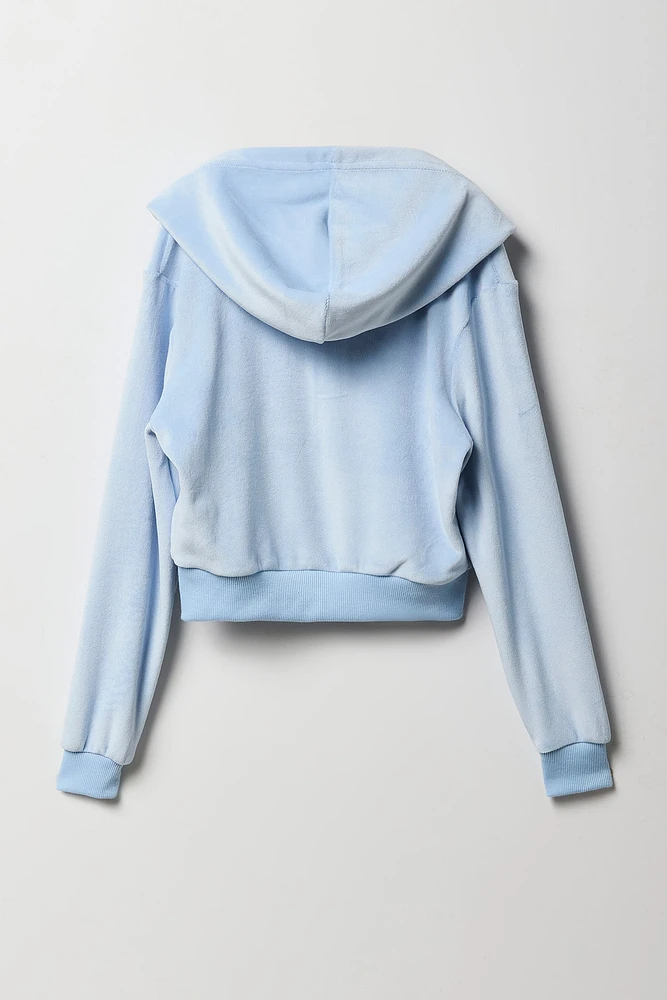 Girls Aeropostale Velour Zip-Up Hoodie