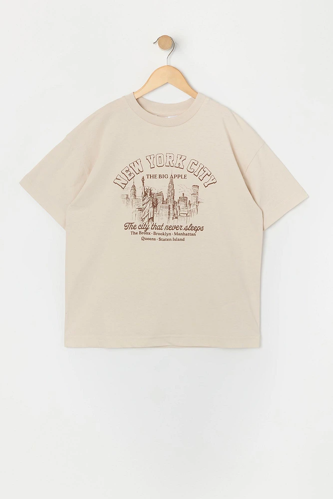 Girls New York City Graphic T-Shirt and Biker Short 2-Piece Set