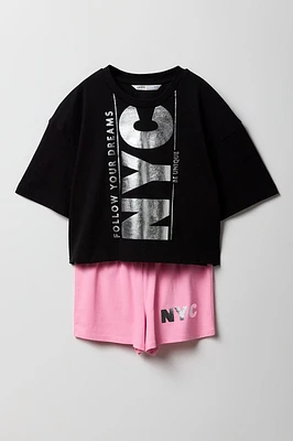Ensemble Active avec t-shirt et short pour fille