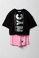 Ensemble Active avec t-shirt et short pour fille