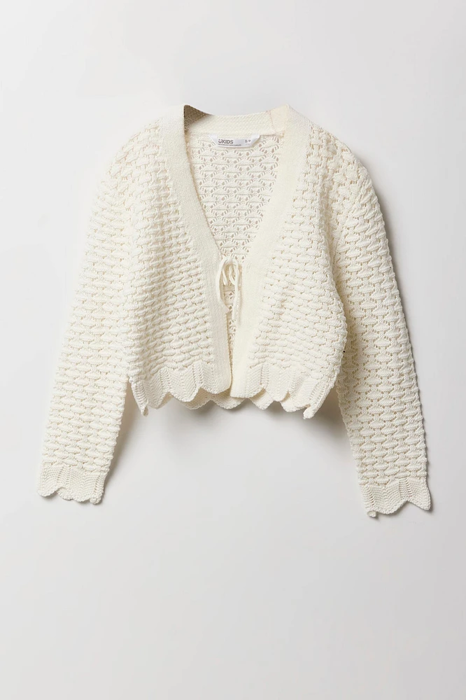 Cardigan en tricot ouvert avec attache à l'avant pour filles