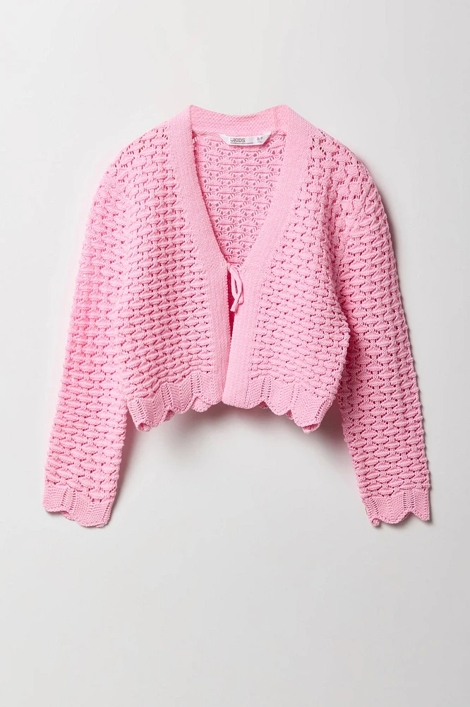 Cardigan en tricot ouvert avec attache à l'avant pour filles
