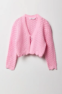 Cardigan en tricot ouvert avec attache à l'avant pour filles