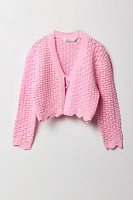 Cardigan en tricot ouvert avec attache à l'avant pour filles