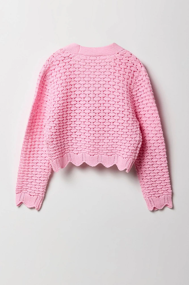 Cardigan en tricot ouvert avec attache à l'avant pour filles