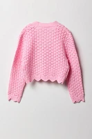 Cardigan en tricot ouvert avec attache à l'avant pour filles
