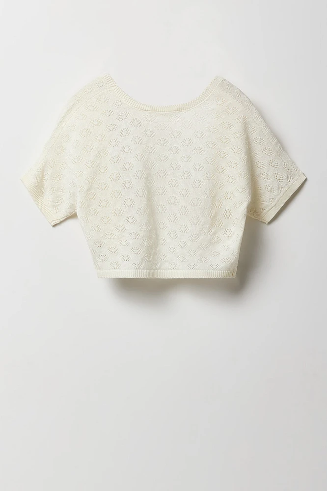 Veste en tricot de pointelle pour fille