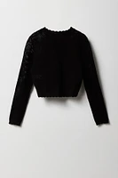 Girls Open Knit Cardigan