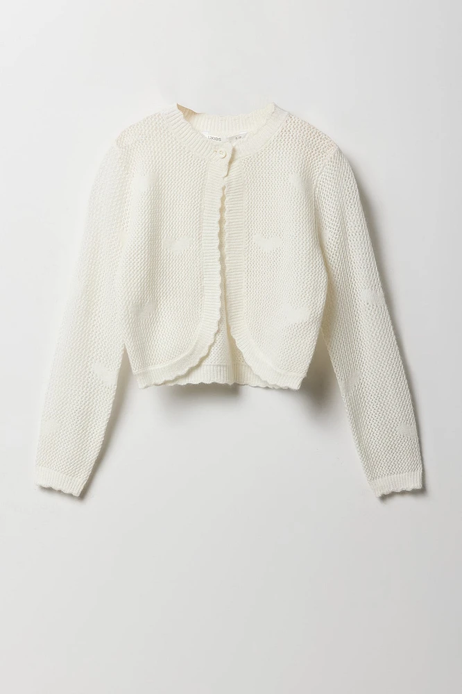 Cardigan en tricot ajouré pour fille