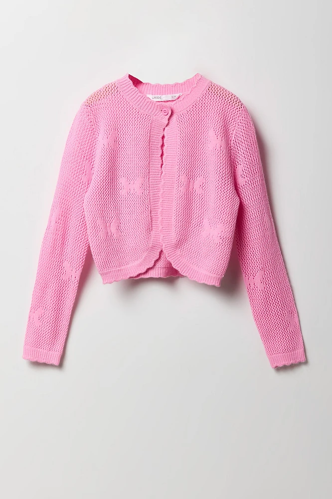 Cardigan en tricot ajouré pour fille
