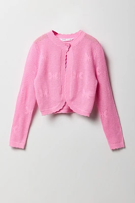 Cardigan en tricot ajouré pour fille