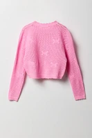 Cardigan en tricot ajouré pour fille
