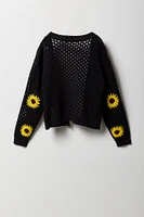 Girls Patterned Open Knit Cardigan