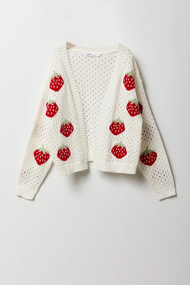 Cardigan en tricot ouvert avec motif pour fille