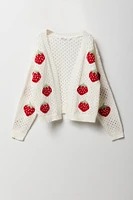 Cardigan en tricot ouvert avec motif pour fille