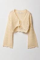 Cardigan en tricot ouvert avec attache à l'avant et manche flottante pour filles