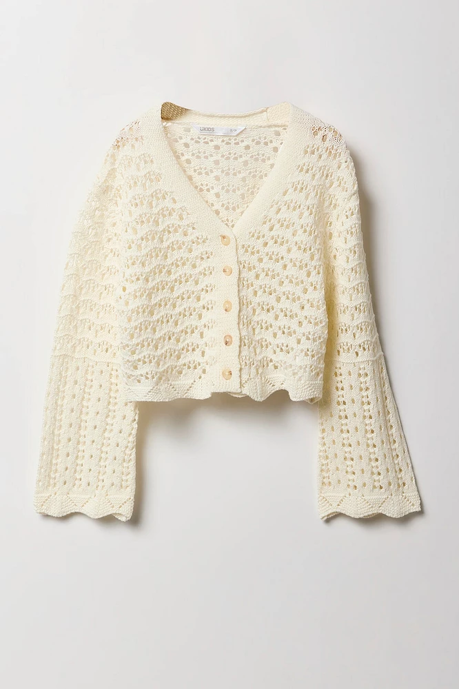 Cardigan en tricot ouvert boutonné pour filles