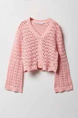 Cardigan en tricot ouvert boutonné pour filles