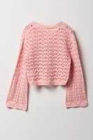 Cardigan en tricot ouvert boutonné pour filles