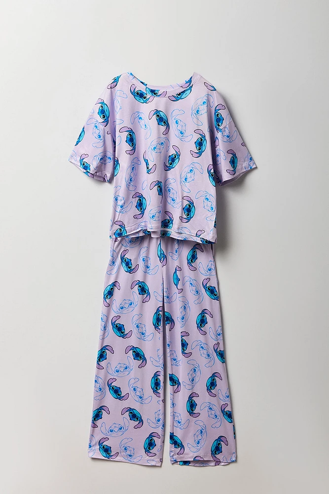 Ensemble avec t-shirt à imprimé Stitch et pantalon pour fille