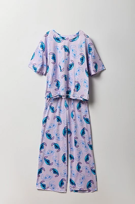 Ensemble avec t-shirt à imprimé Stitch et pantalon pour fille
