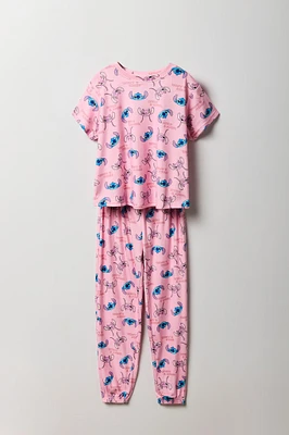 Ensemble avec t-shirt à imprimé Stitch & Angel et pantalon pour fille