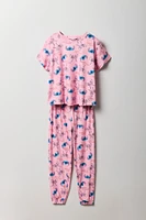 Ensemble avec t-shirt à imprimé Stitch & Angel et pantalon pour fille