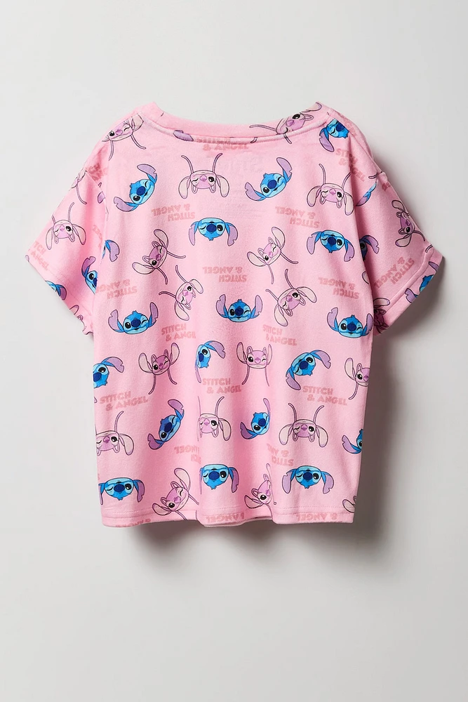 Ensemble avec t-shirt à imprimé Stitch & Angel et pantalon pour fille