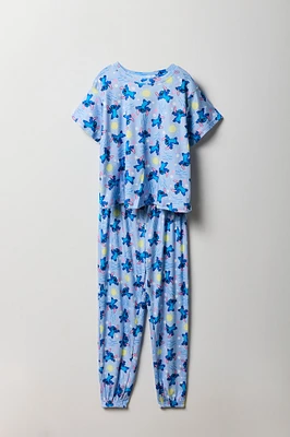 Girls Stitch Print T-Shirt & Pant 2 Piece Licensed Casual Set