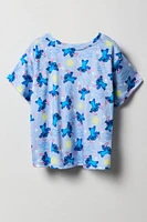 Ensemble avec t-shirt bleu à imprimé Stitch et pantalon pour fille