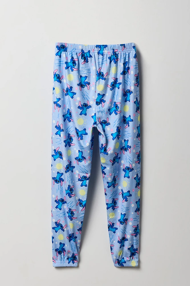 Ensemble avec t-shirt bleu à imprimé Stitch et pantalon pour fille