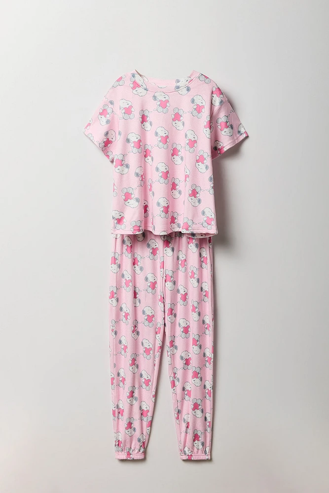 Ensemble avec t-shirt à imprimé Snoopy et pantalon pour fille