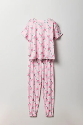 Girls Snoopy Print T-Shirt & Pant 2 Piece Licensed Casual Set