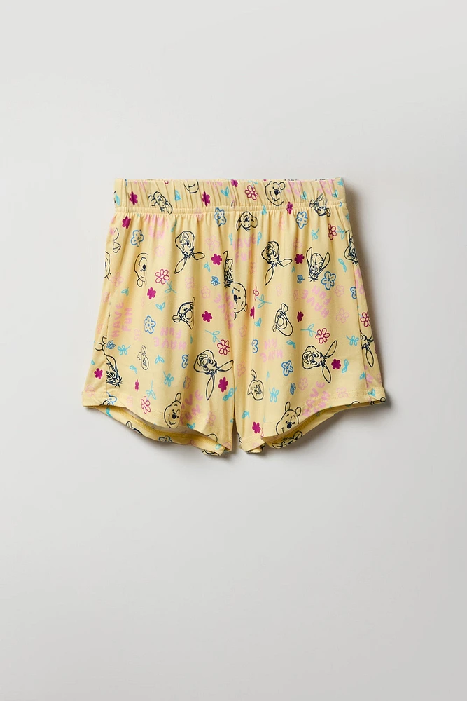 Girls Pooh & Friends Graphic T-Shirt Short 2 Piece Licensed Casual Set