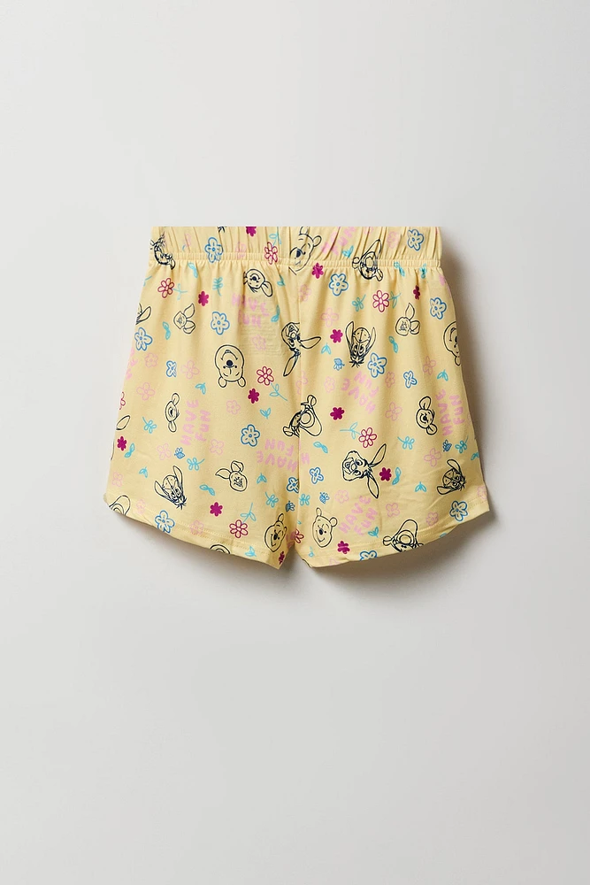 Girls Pooh & Friends Graphic T-Shirt Short 2 Piece Licensed Casual Set