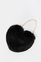 Girls Faux Fur Heart Crossbody Purse