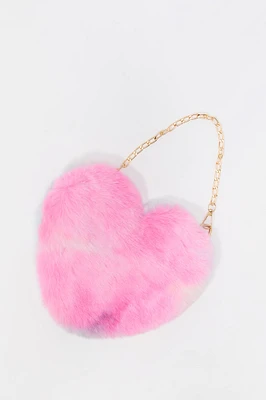 Sac à bandoulière en similifourrure forme de coeur pour filles