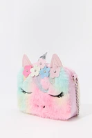 Sac à bandoulière en similifourrure en forme de licorne pour filles