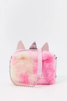 Sac à bandoulière en similifourrure en forme de licorne pour filles