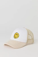 Casquette de style camionneur avec motif brodé Smiley Face