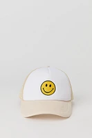 Casquette de style camionneur avec motif brodé Smiley Face