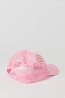 Girls Smiley Face Embroidered Trucker Hat
