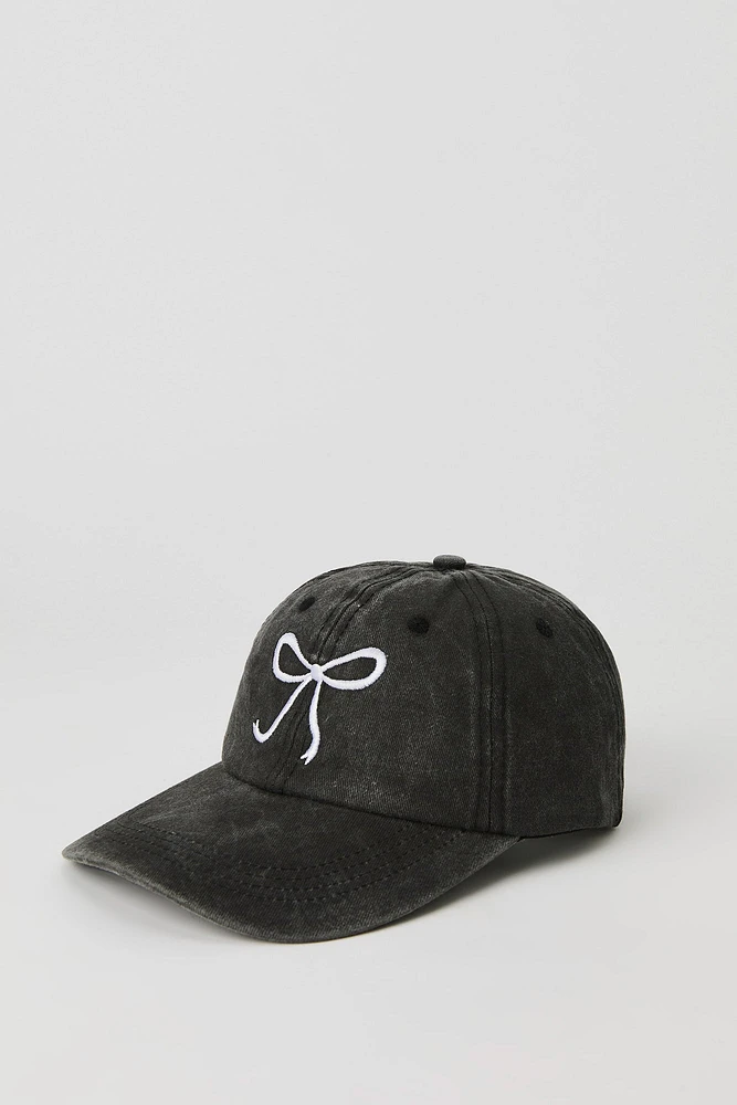 Chapeau en denim avec motif brodé et boucle pour fille