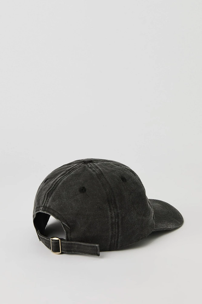 Chapeau en denim avec motif brodé et boucle pour fille