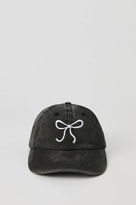 Girls Bow Embroidered Denim Hat