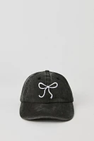 Girls Bow Embroidered Denim Hat