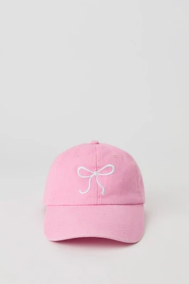 Girls Bow Embroidered Denim Hat