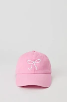 Girls Bow Embroidered Denim Hat
