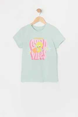 Girls Good Vibes Tweety Graphic T-Shirt
